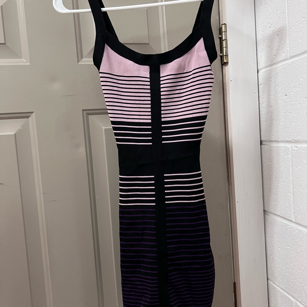 XS BCBGMAXAZRIA Women's Bodycon Cocktail Knit Dress Black and Purple